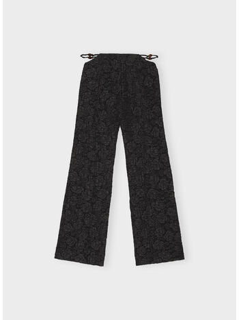 PANTALONE STRETCH JACQUARD FLARED, 099 BLACK, small