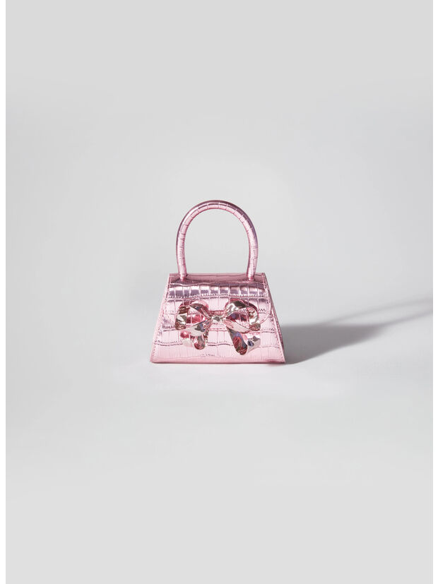 BORSA METALLIC CROC MICRO BOW BAG, PINK METALLIC CROC, large
