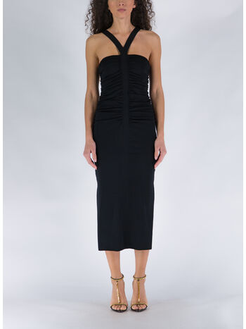 ABITO MIDI DARYA COMPACT RIB S/L RUCHED, BLACK, small