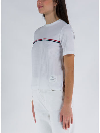 T-SHIRT SHORT SLEEVE TEE W/ RWB STRIPE, 100 WHITE, small