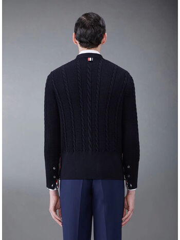 CARDIGAN CABLE STITCH RELAXED V NECK, 415 NAVY, small