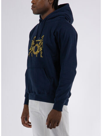 FELPA CARRY CON CAPPUCCIO E RICAMO, NAVY, small