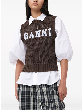 GILET COTTON ROPE, 079 HOT FUDGE, small