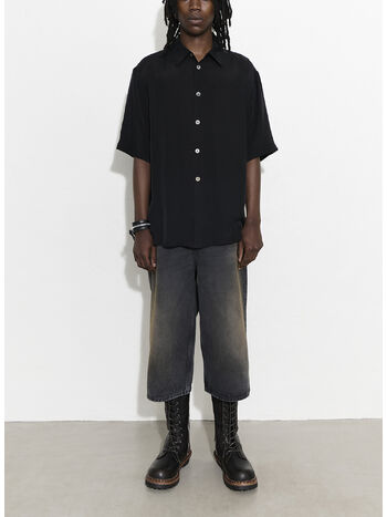 CAMICIA BEYOND SHIRT SHORTSLEEVE, Char Black Dustveil Cupro, small