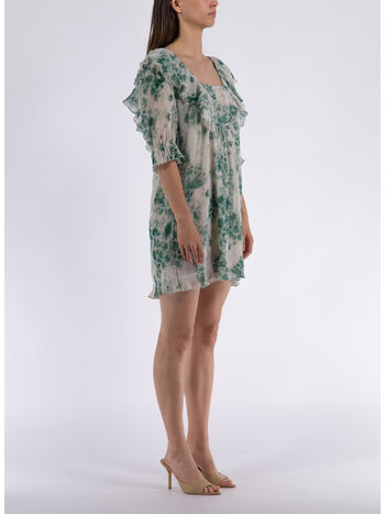 ABITO MINI PLEATED GEORGETTE RUFFLE, 135 EGRET, small