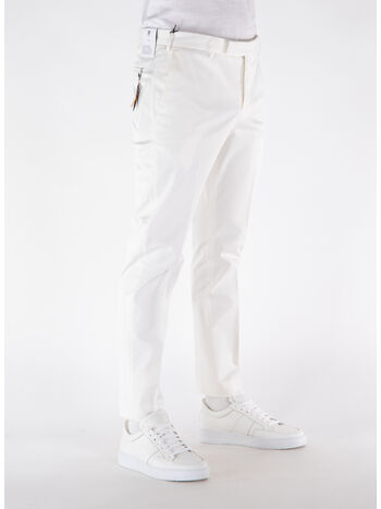 PANTALONE REBEL IN GABARDINA, 0010 BIANCO, small