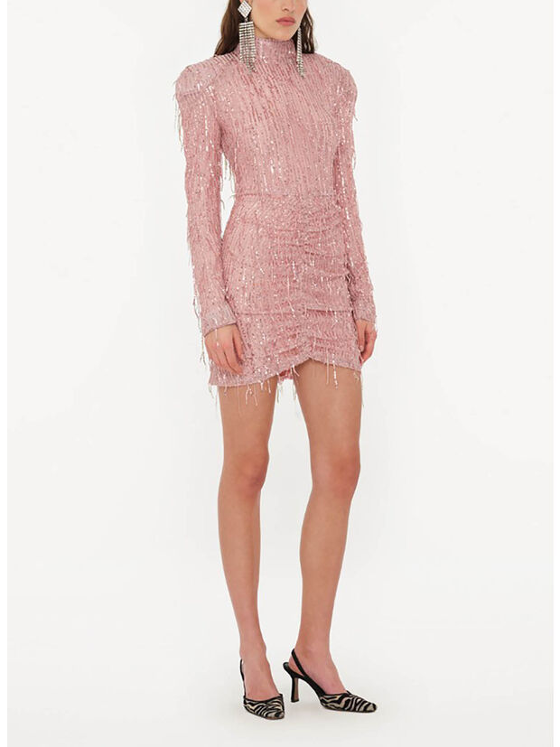 ABITO MINI SEQUIN FRINGE, 1922 PEACHSKIN, large