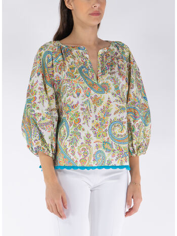 BLUSA FLOREALE, X0801 BIANCO, small