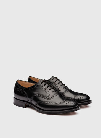 SCARPA OXFORD BROGUE IN PELLE DI VITELLO SPAZZOLATO, F0AABBLACK, small