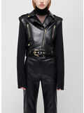 GIACCA BELENE COMBO MOTO JACKET STYLE, BLACK, thumb