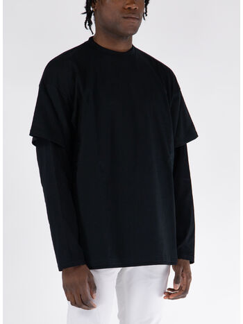 T-SHIRT LONGSLEEVE DOUBLELAYER, 001 BLACK, small