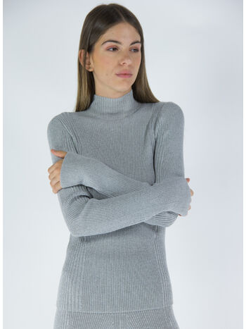 MAGLIONE PULLOVER LIGHT REFLECTIVE RIB SKIVVY, SILVER, small