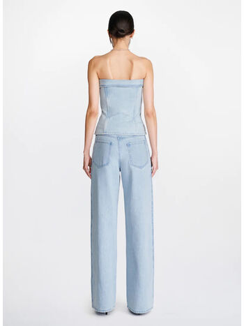 TOP IN DENIM BIKER CORSET, CYAN, small