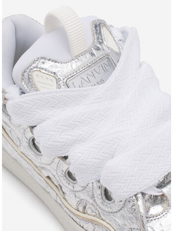 SCARPA CURB IN CRINKLED METALLIC LEATHER, M2 SILVER, small
