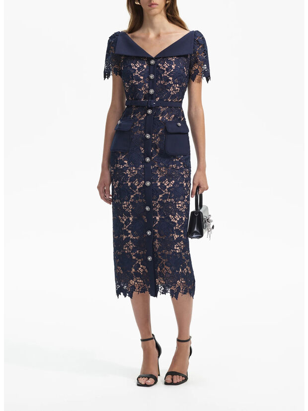 ABITO LACE OPEN NECK, NAVY, large