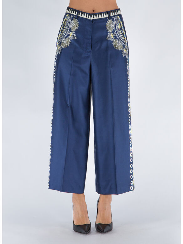 PANTALONE CULOTTE IN SETA, 200 BLU, medium