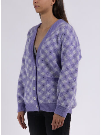 CARDIGAN IN MAGLIA VICHY, 1630 LILAC, small