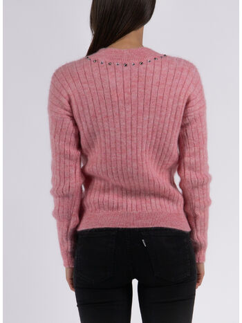 PULLOVER MOHAIR KNITTED V-NECK JUMPER, 8066 PINK MELANGE, small