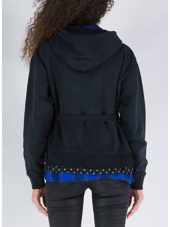 FELPA HOODIE LAYERED, BLACK, small