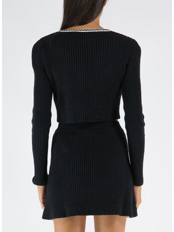CARDIGAN BLACK MELANGE KNIT, BLACK, small