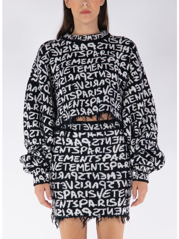 MAGLIONE GRAFFITI MONOGRAM CROPPED, BLACK/WHITE, large