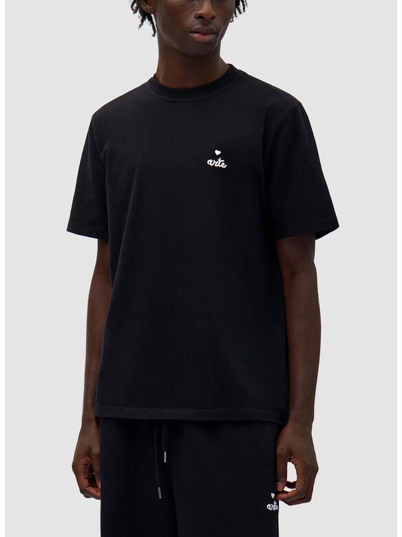 T-SHIRT HEART LOGO, BLACK, medium