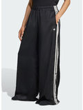 PANTALONE SATINO A GAMBA LARGA RUFFLE 3-STRISCE, BLACK, thumb