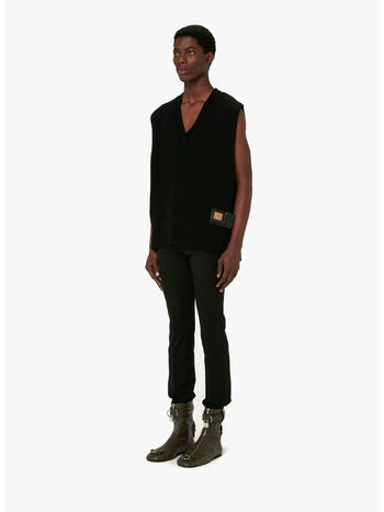 GILET SIM CARD PATCH V NECK, 999 BLACK, small