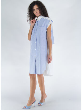 ABITO  DOUBLE LAYER SHIRT, 856 BLUE/WHITE, small