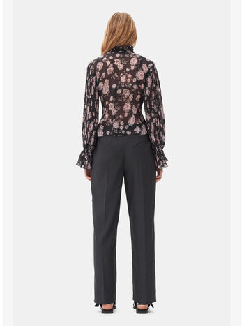 BLUSA PLEATED GEORGETTE CON COLLO A V, , small