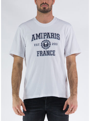T-SHIRT AMI PARIS FRANCE, 100 WHITE, small