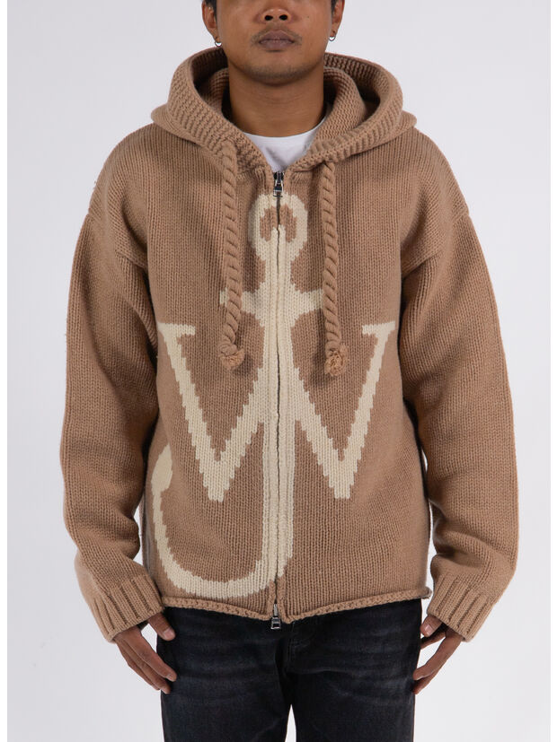 PULLOVER ZIP FRONTALE ANCHOR HOODIE, 132 BEIGE, large
