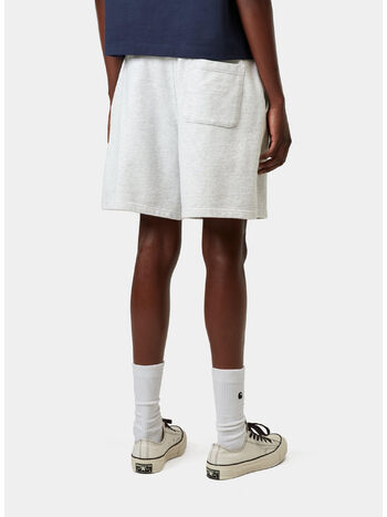 SHORTS ELASTIC-WAISTBAND TRACK, 00T60 Ash Heather / White, heavy stone wash, small