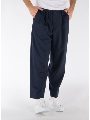 PANTALONI CROP IN FRESCO LANA CON COULISSE, 00B99 BLUBLACK, small
