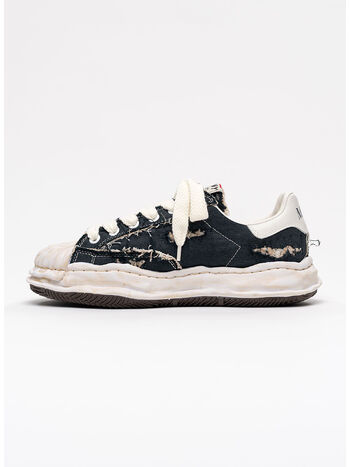 SCARPA OG SOLE RIPPED OVERDYE CANVAS LOW-TOP UNISEX, BLACK, small