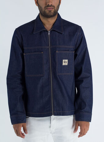 CAMICIA DENIM ZIP UP WORK, INDIGOINDIGO, small
