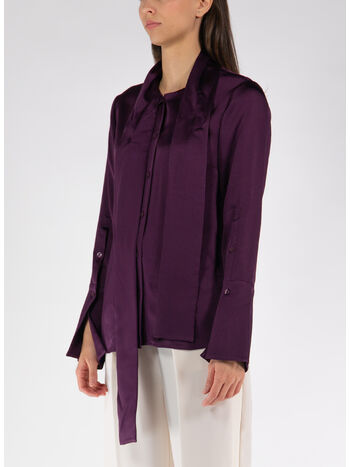 CAMICIA CANDELA L/S SHIRT WITH TIES, PLUM, small