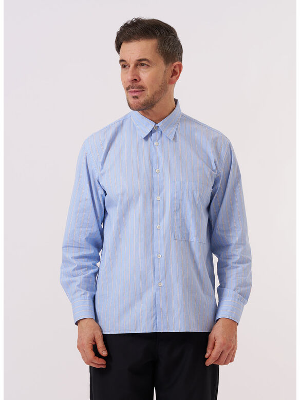 CAMICIA STRIPE SQUARE POCKET, BLUE, medium