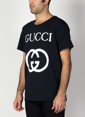 T-SHIRT OVERSIZE CON STAMPA GG, 1289, small