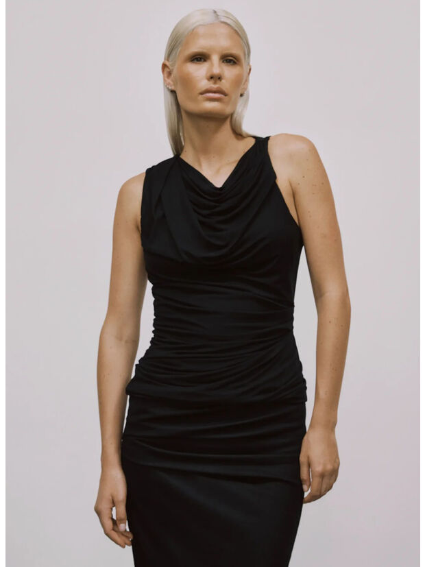 MAGLIA DRAPE TOP, 0015 BLACK, large