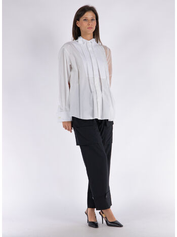 CAMICIA CHIFFON MIX COTTON POPLIN, 151 OFF WHITE, small
