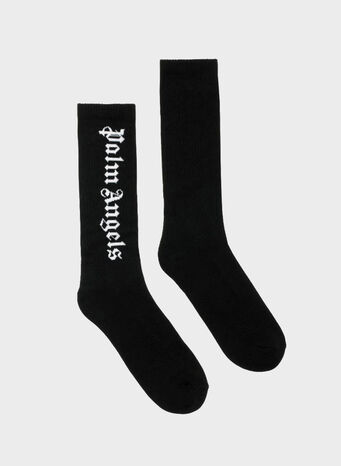 CALZINI CON LOGO, 1001BLACKWHITE, small