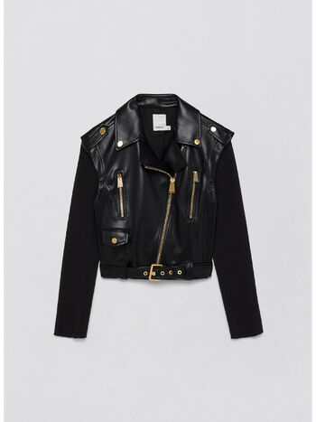 GIACCA BELENE COMBO MOTO JACKET STYLE, BLACK, small