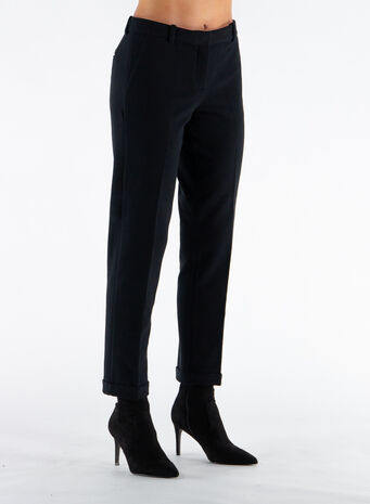 PANTALONE CHINO FELPA, 001NERO, small