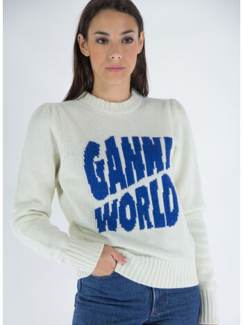PULLOVER GRAPHIC GANNI WORLD, 135 EGRET, small