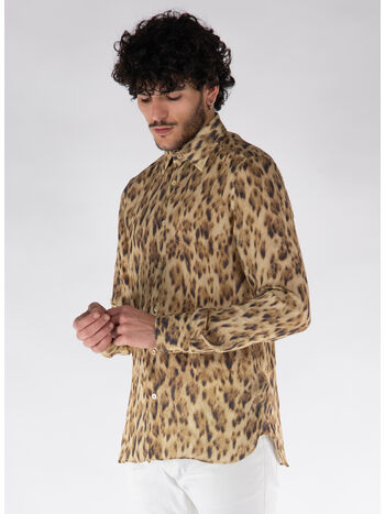 CAMICIA IN SETA CON STAMPA ALL-OVER, ZKBBR CHEETAH BROWN, small