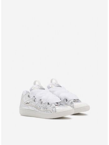 SCARPA CURB IN CRINKLED METALLIC LEATHER, M2 SILVER, small