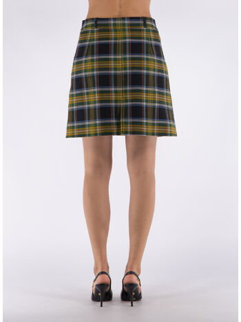 MINIGONNA A TRAPEZIO A QUADRI, 51 DARK KHAKI, small