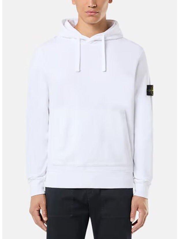 FELPA HOODIE CON PATCH LOGO, V0001 BIANCO, large