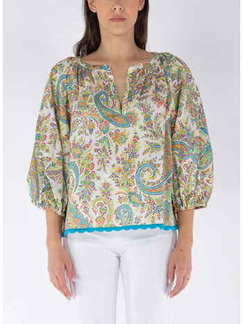 BLUSA FLOREALE, X0801 BIANCO, small